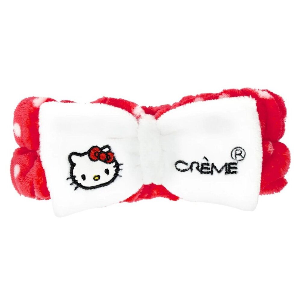 The Creme Shop Hello Kitty Plush Spa Headband White Red‎ Polka Dot NEW